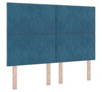 vidaXL Cabecera LED Diseño de Bloques de Diamante Azul Oscuro 144 cm Terciopelo Usb Contemporáneo Alta Montada en la Pared Tapicería Suave Duradera Muebles para Dormitorio Elegantes Modernos Tela Lujo