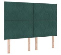 vidaXL Cabecera LED Diseño de Bloques de Diamante Verde Oscuro 144 cm Terciopelo USB C Contemporánea Alta Montada en la Pared Duradera Suave Tapicería Muebles de Dormitorio Modernos