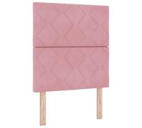 vidaXL Cabecera LED Diseño de Bloques en Diamante Rosa 80 cm de Terciopelo USB Moderna Montada en la Pared Duradera de Cuero Sintético para Mobiliario de Dormitorio Geométrico Compacto