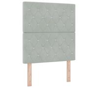 vidaXL Cabecera LED Tapizada con Botones de Cristal Gris Claro 80 cm USB-C Montada en la Pared Muebles Contemporáneos para un Dormitorio Elegante y Moderno