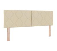 vidaXL Cabecero Bajo Cream con Diseño Geométrico | Madera Natural & Tela Montado en la Pared Elegancia Moderna del Dormitorio 140 cm Ideal para Adultos Decoración Chic y Muebles de Interior Acentos T