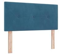 vidaXL Cabecero Bajo para Cama Tapizado en Tela Azul Oscuro Marco de Madera Sólida Diseño Montado en la Pared para Adultos Muebles Decorativos y Funcionales
