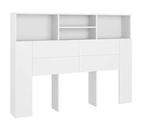 vidaXL Mueble Cabecero Armario de Cama con Almacenaje Pared Dormitorio Estantería Habitación Libros Decoraciones Blanco 140x19x103,5 cm
