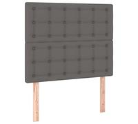 vidaXL Cabecero Cama Tapizado Cabezal Dormitorio Estructura Habitación Mobiliario Muebles Decoración Adorno de Cuero Sintético Gris 90x5x118/128 cm