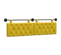 vidaXL Cabecera Colgante Amarillo 190 x 55 x 7 cm Terciopelo, Dormitorio, Cabecero Moderno Montado en la Pared, Rectangular Tapizado en Terciopelo, con Botones, Madera de Calidad, Decoración Que Ahor