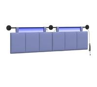 vidaXL Cabecero Colgante con luz LED Azul Jeans Tela, Arte de Pared para Dormitorio, cabecera Rectangular Moderna, Panel Acolchado de Rayas, Decor Moderno Que Ahorra Espacio