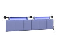 vidaXL Cabecero Colgante con luz LED Azul Jeans Tela, Arte de Pared para Dormitorio, cabecera Rectangular Moderna, Panel Acolchado de Rayas, Decor Moderno Que Ahorra Espacio