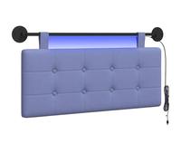 vidaXL Cabecero Colgante con luz LED Azul Jeans Tela, Cabecero Moderno, Rectangular, Tapizado para Dormitorio, Montado En La Pared, Decoración Confortable Que Ahorra Espacio