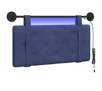 vidaXL Cabecero Colgante con luz LED Azul Policía Terciopelo, Cabecero Moderno para Dormitorio, Tapizado en Terciopelo, Montable en Pared, Diseño Rectangular, Ahorra Espacio