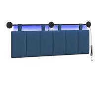 vidaXL Cabecero Colgante con luz LED Azul Tela, Arte de Pared para Dormitorio, cabecera Rectangular Moderna, Panel Acolchado de Rayas, Decor Moderno Que Ahorra Espacio