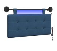 vidaXL Cabecero Colgante con luz LED Azul Tela, Cabecero Moderno, Rectangular, Tapizado para Dormitorio, Montado En La Pared, Decoración Confortable Que Ahorra Espacio