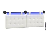 vidaXL Cabecero Colgante con luz LED Blanco Cuero sintético