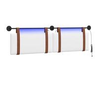 vidaXL Cabecero Colgante con luz LED Blanco PU Antiguo, Cabecera Rectangular Moderna, diseño para Montar en la Pared, Accesorio de Dormitorio Funcional y cómodo