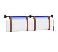 vidaXL Cabecero Colgante con luz LED Blanco PU Antiguo, Cabecera Rectangular Moderna, diseño para Montar en la Pared, Accesorio de Dormitorio Funcional y cómodo
