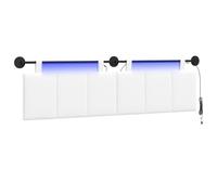 vidaXL Cabecero Colgante con luz LED Blanco Tela, Arte de Pared para Dormitorio, cabecera Rectangular Moderna, Panel Acolchado de Rayas, Decor Moderno Que Ahorra Espacio