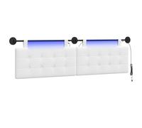 vidaXL Cabecero Colgante con luz LED Blanco Tela, Cabecera Moderna Rectangular, diseño de Pared, Decorativa Personalizable, soluciones Que ahorran Espacio