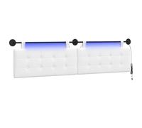 vidaXL Cabecero Colgante con luz LED Blanco Tela, Cabecera Moderna Rectangular, diseño de Pared, Decorativa Personalizable, soluciones Que ahorran Espacio