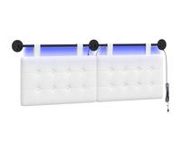vidaXL Cabecero Colgante con luz LED Blanco Tela, Cabecera Moderna Rectangular, diseño de Pared, Decorativa Personalizable, soluciones Que ahorran Espacio