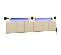 vidaXL Cabecero Colgante con luz LED Crema Tela, Cabecero Rectangular Moderno, montable en Pared, Personalizable y ergonómico, Panel de Franjas Verticales