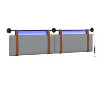 vidaXL Cabecero Colgante con luz LED Gris Claro PU Antiguo, Cabecera Rectangular Moderna, diseño para Montar en la Pared, Accesorio de Dormitorio Funcional y cómodo