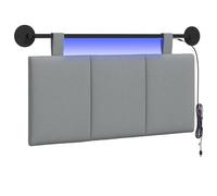 vidaXL Cabecero Colgante con luz LED Gris Claro Tela, Arte de Pared para Dormitorio, cabecera Rectangular Moderna, Panel Acolchado de Rayas, Decor Moderno Que Ahorra Espacio