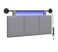 vidaXL Cabecero Colgante con luz LED Gris Claro Tela, Arte de Pared para Dormitorio, cabecera Rectangular Moderna, Panel Acolchado de Rayas, Decor Moderno Que Ahorra Espacio