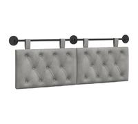 vidaXL Cabecero Colgante con luz LED Gris Claro Terciopelo, Cabecera Moderna para Dormitorio, tapizada en Terciopelo, de Madera, Ahorra Espacio y es Decorativa