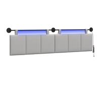 vidaXL Cabecero Colgante con luz LED Gris Nube Tela, Arte de Pared para Dormitorio, cabecera Rectangular Moderna, Panel Acolchado de Rayas, Decor Moderno Que Ahorra Espacio