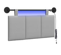 vidaXL Cabecero Colgante con luz LED Gris Nube Tela, Arte de Pared para Dormitorio, cabecera Rectangular Moderna, Panel Acolchado de Rayas, Decor Moderno Que Ahorra Espacio