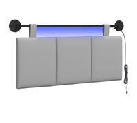 vidaXL Cabecero Colgante con luz LED Gris Nube Tela, Arte de Pared para Dormitorio, cabecera Rectangular Moderna, Panel Acolchado de Rayas, Decor Moderno Que Ahorra Espacio