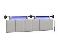 vidaXL Cabecero Colgante con luz LED Gris Nube Tela, Arte de Pared para Dormitorio, cabecera Rectangular Moderna, Panel Acolchado de Rayas, Decor Moderno Que Ahorra Espacio