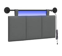 vidaXL Cabecero Colgante con luz LED Gris Oscuro Tela, Arte de Pared para Dormitorio, cabecera Rectangular Moderna, Panel Acolchado de Rayas, Decor Moderno Que Ahorra Espacio