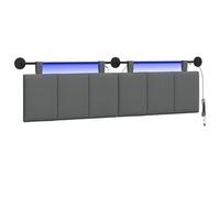 vidaXL Cabecero Colgante con luz LED Gris Oscuro Tela, Arte de Pared para Dormitorio, cabecera Rectangular Moderna, Panel Acolchado de Rayas, Decor Moderno Que Ahorra Espacio