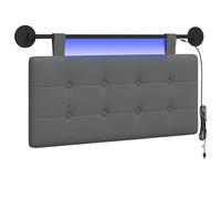 vidaXL Cabecero Colgante con luz LED Gris Oscuro Tela, Cabecero Moderno, Rectangular, Tapizado para Dormitorio, Montado En La Pared, Decoración Confortable Que Ahorra Espacio