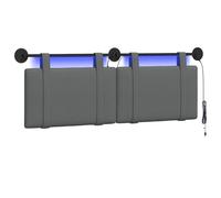vidaXL Cabecero Colgante con luz LED Gris Oscuro Tela, Decoración de Dormitorio, cabecera Moderna, Lujosa Tela, Refugio para Dormir, Optimizador de Espacios compactos