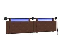 vidaXL Cabecero Colgante con luz LED Marrón Cuero sintético, Cabecera Moderna Elegante, diseño Rectangular, Soporte Mural, Respaldo de Espuma, decoración Minimalista