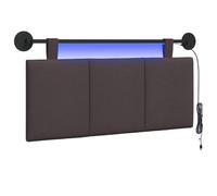 vidaXL Cabecero Colgante con luz LED Marrón Oscuro Tela, Arte de Pared para Dormitorio, cabecera Rectangular Moderna, Panel Acolchado de Rayas, Decor Moderno Que Ahorra Espacio