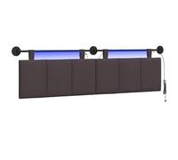vidaXL Cabecero Colgante con luz LED Marrón Oscuro Tela, Arte de Pared para Dormitorio, cabecera Rectangular Moderna, Panel Acolchado de Rayas, Decor Moderno Que Ahorra Espacio