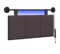 vidaXL Cabecero Colgante con luz LED Marrón Oscuro Tela, Arte de Pared para Dormitorio, cabecera Rectangular Moderna, Panel Acolchado de Rayas, Decor Moderno Que Ahorra Espacio