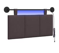 vidaXL Cabecero Colgante con luz LED Marrón Oscuro Tela, Arte de Pared para Dormitorio, cabecera Rectangular Moderna, Panel Acolchado de Rayas, Decor Moderno Que Ahorra Espacio