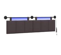 vidaXL Cabecero Colgante con luz LED Marrón Oscuro Tela, Arte de Pared para Dormitorio, cabecera Rectangular Moderna, Panel Acolchado de Rayas, Decor Moderno Que Ahorra Espacio