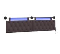 vidaXL Cabecero Colgante con luz LED Marrón Oscuro Tela, Cabecera de Cama Moderna, diseño de Tela Acolchada, Respaldo Acogedor para Decorar tu Dormitorio, Estilo Minimalista