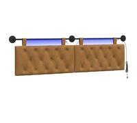 vidaXL Cabecero Colgante con luz LED Marrón Terciopelo, Cabecera Moderna para Dormitorio, tapizada en Terciopelo, de Madera, Ahorra Espacio y es Decorativa