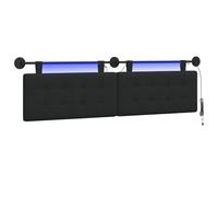 vidaXL Cabecero Colgante con luz LED Negro Tela, Cabecera Moderna Rectangular, diseño de Pared, Decorativa Personalizable, soluciones Que ahorran Espacio
