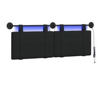 vidaXL Cabecero Colgante con luz LED Negro Tela, Decoración de Dormitorio, cabecera Moderna, Lujosa Tela, Refugio para Dormir, Optimizador de Espacios compactos