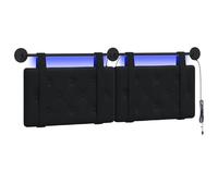 vidaXL Cabecero Colgante con luz LED Negro Terciopelo, Cabecera de Dormitorio, Acolchada de Terciopelo, Suave y cómoda, Decorativa y Muy ahorradora de Espacio