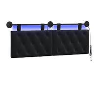 vidaXL Cabecero Colgante con luz LED Negro Terciopelo, Cabecera Moderna para Dormitorio, tapizada en Terciopelo, de Madera, Ahorra Espacio y es Decorativa