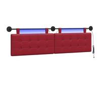 vidaXL Cabecero Colgante con luz LED Rojo Vino Cuero sintético, Cabecera Rectangular Moderna, Respaldo Flexible, Estilo en tu Dormitorio, Ahorra Espacio, líneas limpias
