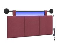 vidaXL Cabecero Colgante con luz LED Rojo Vino Tela, Arte de Pared para Dormitorio, cabecera Rectangular Moderna, Panel Acolchado de Rayas, Decor Moderno Que Ahorra Espacio