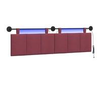 vidaXL Cabecero Colgante con luz LED Rojo Vino Tela, Arte de Pared para Dormitorio, cabecera Rectangular Moderna, Panel Acolchado de Rayas, Decor Moderno Que Ahorra Espacio